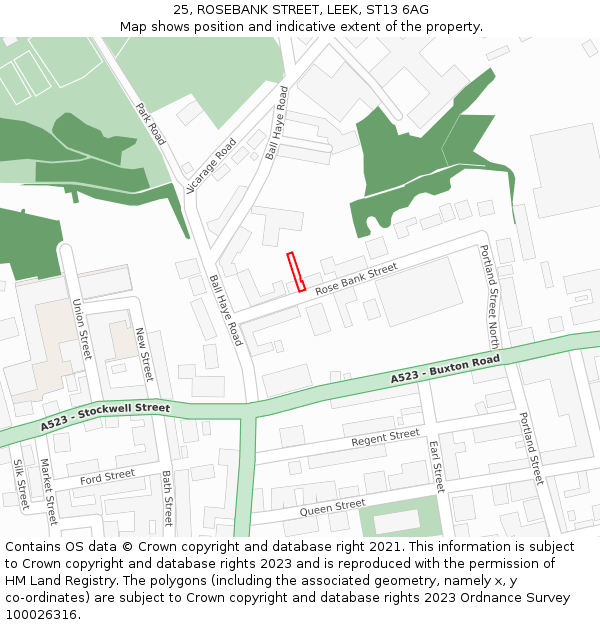 25, ROSEBANK STREET, LEEK, ST13 6AG: Location map and indicative extent of plot