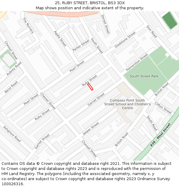 25, RUBY STREET, BRISTOL, BS3 3DX: Location map and indicative extent of plot