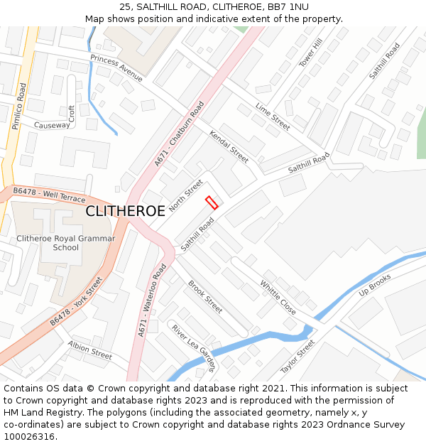 25, SALTHILL ROAD, CLITHEROE, BB7 1NU: Location map and indicative extent of plot