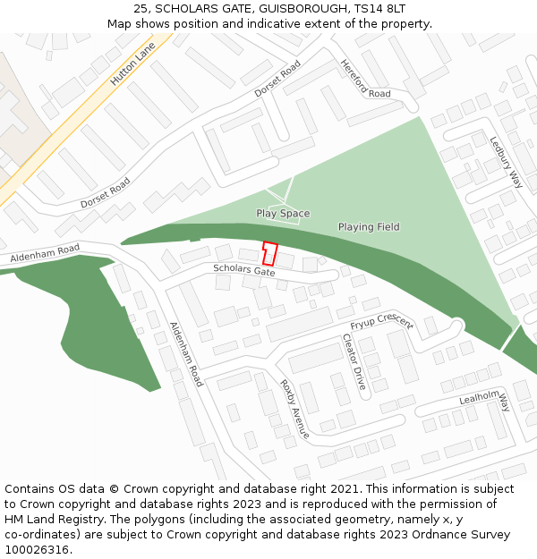 25, SCHOLARS GATE, GUISBOROUGH, TS14 8LT: Location map and indicative extent of plot