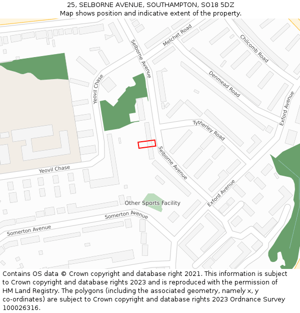 25, SELBORNE AVENUE, SOUTHAMPTON, SO18 5DZ: Location map and indicative extent of plot