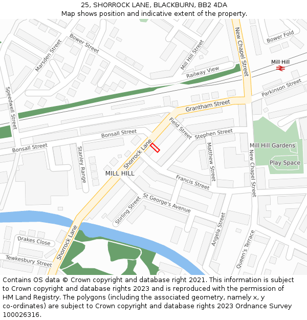 25, SHORROCK LANE, BLACKBURN, BB2 4DA: Location map and indicative extent of plot