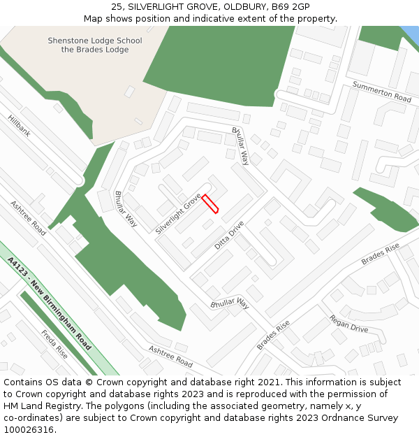 25, SILVERLIGHT GROVE, OLDBURY, B69 2GP: Location map and indicative extent of plot
