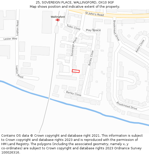 25, SOVEREIGN PLACE, WALLINGFORD, OX10 9GF: Location map and indicative extent of plot