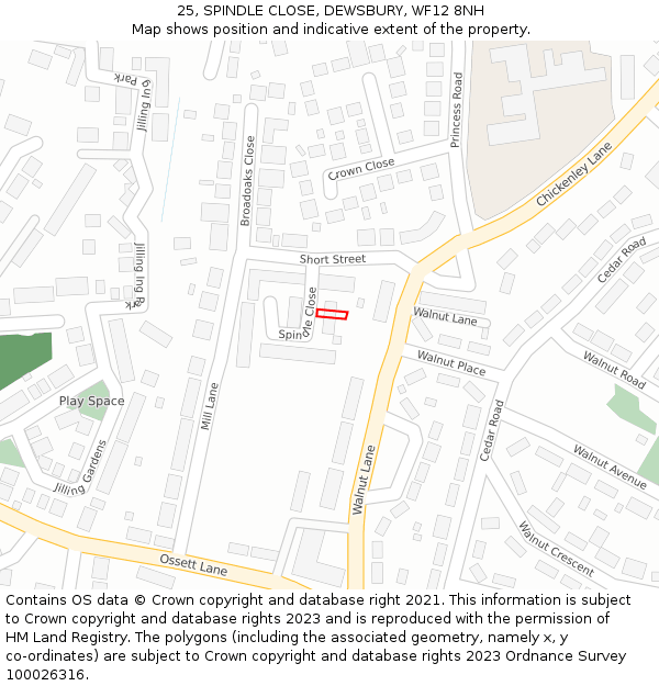 25, SPINDLE CLOSE, DEWSBURY, WF12 8NH: Location map and indicative extent of plot