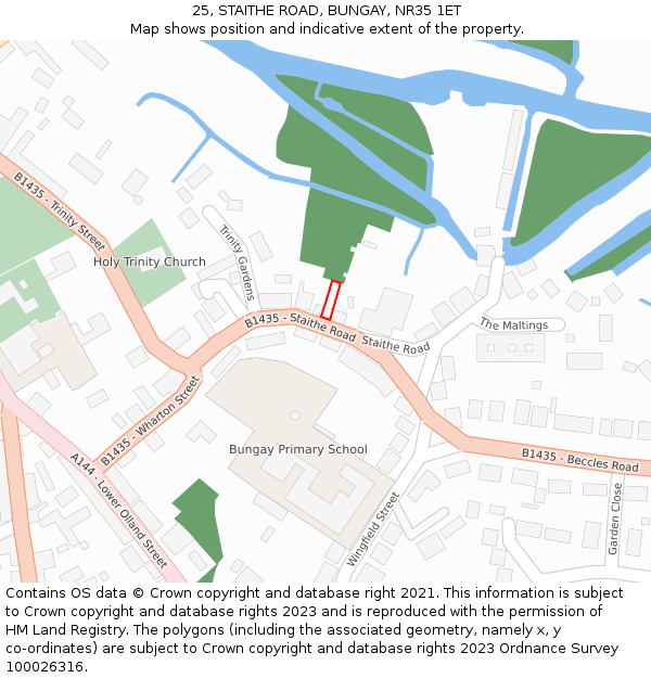 25, STAITHE ROAD, BUNGAY, NR35 1ET: Location map and indicative extent of plot