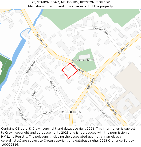 25, STATION ROAD, MELBOURN, ROYSTON, SG8 6DX: Location map and indicative extent of plot