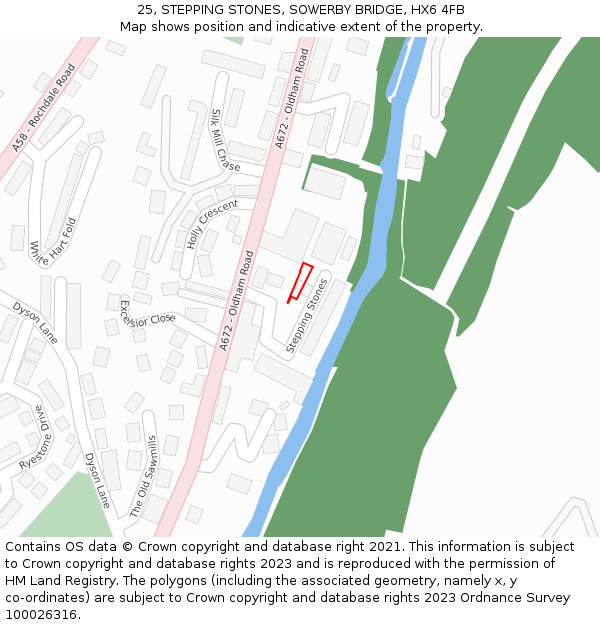 25, STEPPING STONES, SOWERBY BRIDGE, HX6 4FB: Location map and indicative extent of plot