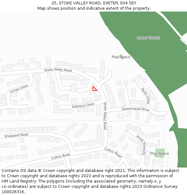 25, STOKE VALLEY ROAD, EXETER, EX4 5EY: Location map and indicative extent of plot