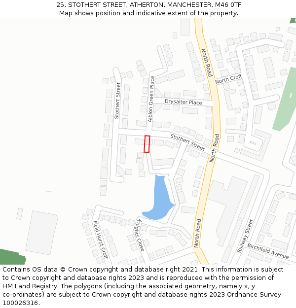 25, STOTHERT STREET, ATHERTON, MANCHESTER, M46 0TF: Location map and indicative extent of plot