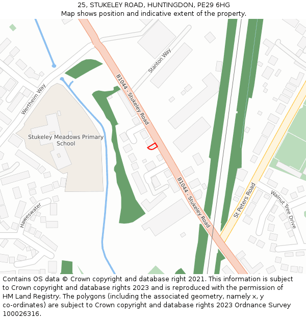 25, STUKELEY ROAD, HUNTINGDON, PE29 6HG: Location map and indicative extent of plot