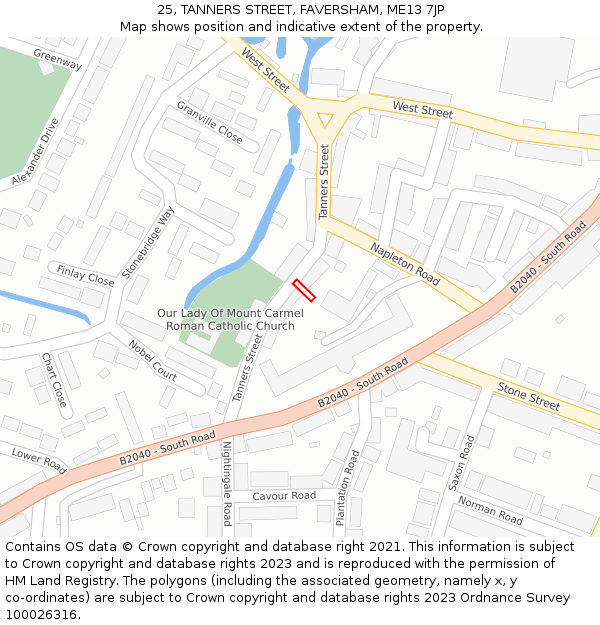 25, TANNERS STREET, FAVERSHAM, ME13 7JP: Location map and indicative extent of plot