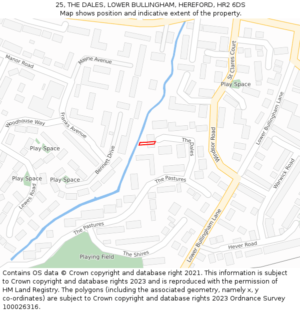 25, THE DALES, LOWER BULLINGHAM, HEREFORD, HR2 6DS: Location map and indicative extent of plot