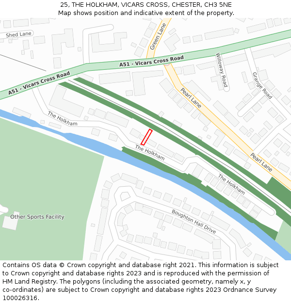 25, THE HOLKHAM, VICARS CROSS, CHESTER, CH3 5NE: Location map and indicative extent of plot