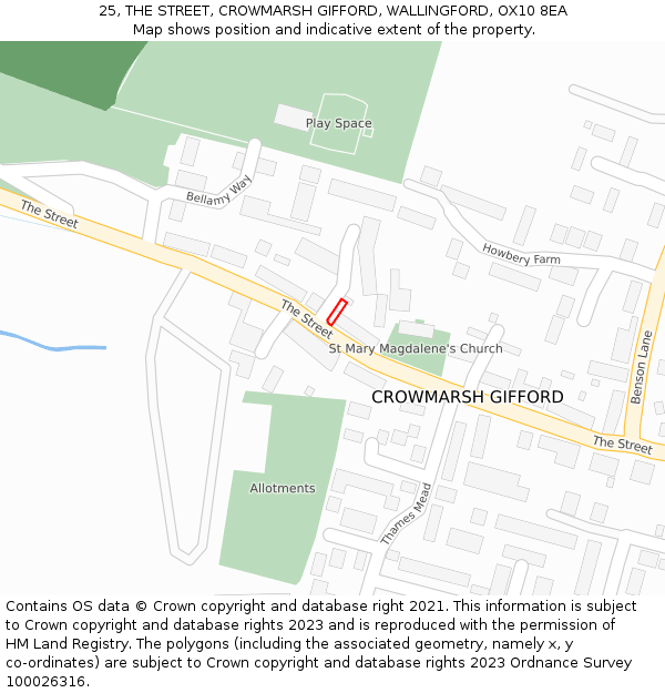 25, THE STREET, CROWMARSH GIFFORD, WALLINGFORD, OX10 8EA: Location map and indicative extent of plot