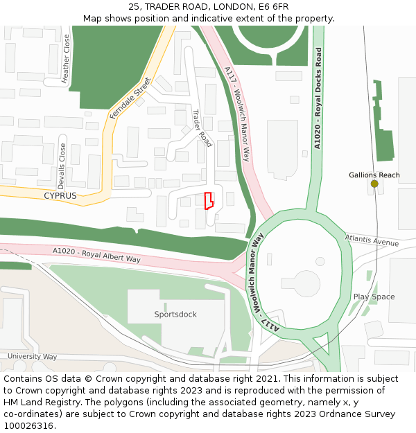 25, TRADER ROAD, LONDON, E6 6FR: Location map and indicative extent of plot