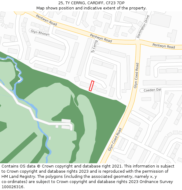 25, TY CERRIG, CARDIFF, CF23 7DP: Location map and indicative extent of plot