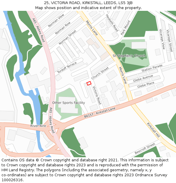 25, VICTORIA ROAD, KIRKSTALL, LEEDS, LS5 3JB: Location map and indicative extent of plot
