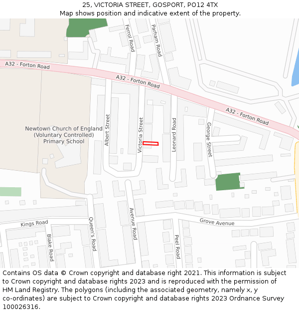 25, VICTORIA STREET, GOSPORT, PO12 4TX: Location map and indicative extent of plot