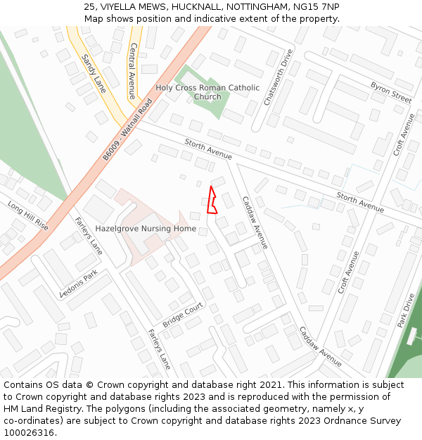 25, VIYELLA MEWS, HUCKNALL, NOTTINGHAM, NG15 7NP: Location map and indicative extent of plot