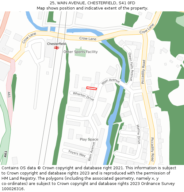 25, WAIN AVENUE, CHESTERFIELD, S41 0FD: Location map and indicative extent of plot