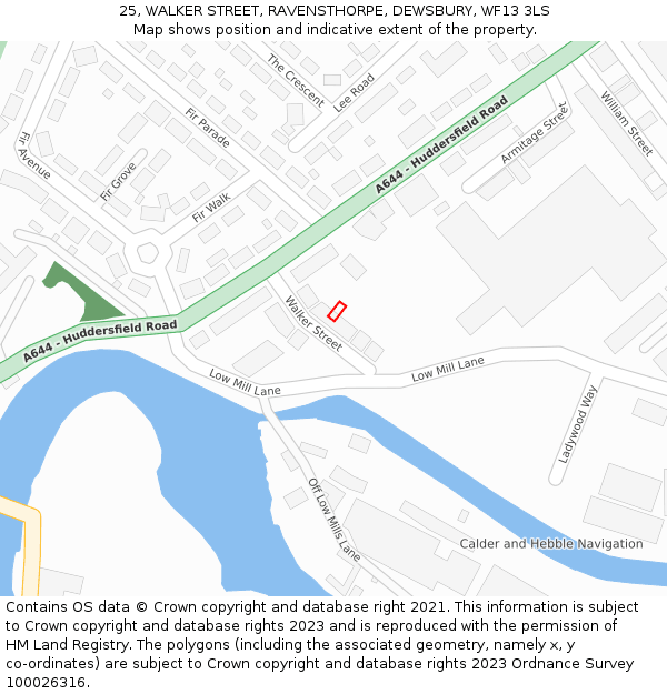25, WALKER STREET, RAVENSTHORPE, DEWSBURY, WF13 3LS: Location map and indicative extent of plot