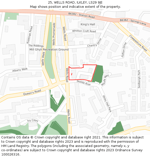 25, WELLS ROAD, ILKLEY, LS29 9JE: Location map and indicative extent of plot