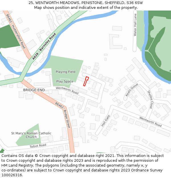 25, WENTWORTH MEADOWS, PENISTONE, SHEFFIELD, S36 6SW: Location map and indicative extent of plot