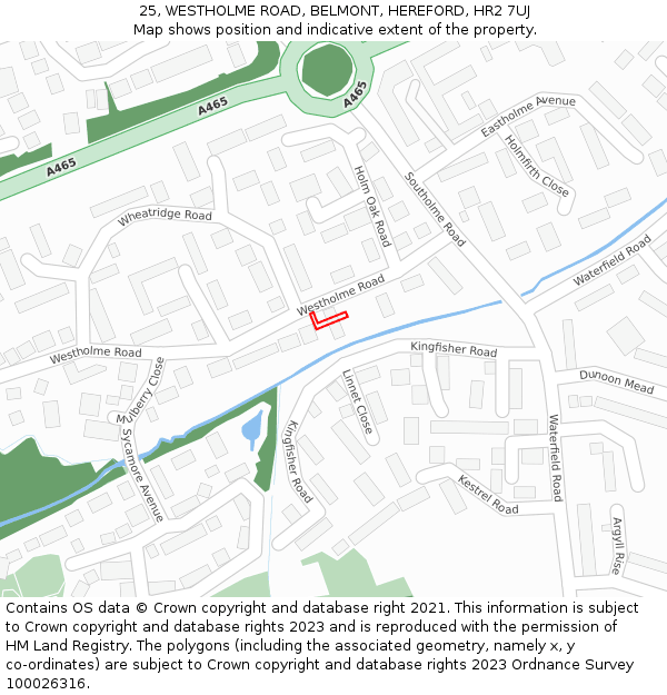 25, WESTHOLME ROAD, BELMONT, HEREFORD, HR2 7UJ: Location map and indicative extent of plot