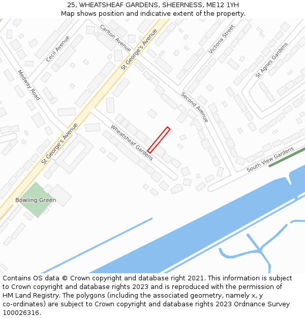 25, WHEATSHEAF GARDENS, SHEERNESS, ME12 1YH: Location map and indicative extent of plot