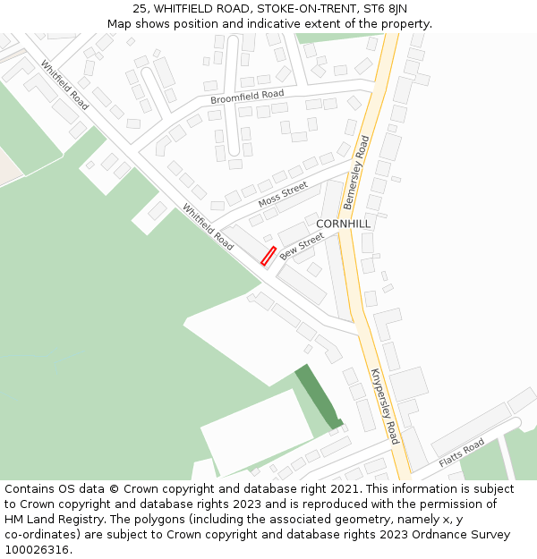 25, WHITFIELD ROAD, STOKE-ON-TRENT, ST6 8JN: Location map and indicative extent of plot