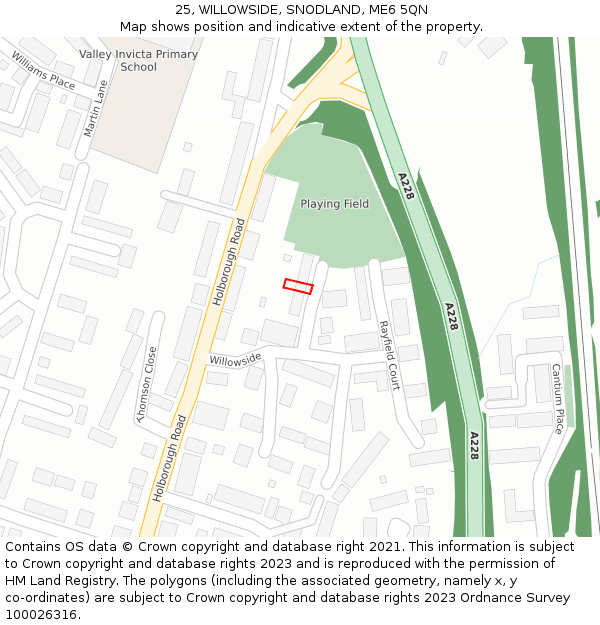 25, WILLOWSIDE, SNODLAND, ME6 5QN: Location map and indicative extent of plot