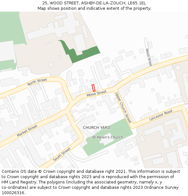 25, WOOD STREET, ASHBY-DE-LA-ZOUCH, LE65 1EL: Location map and indicative extent of plot