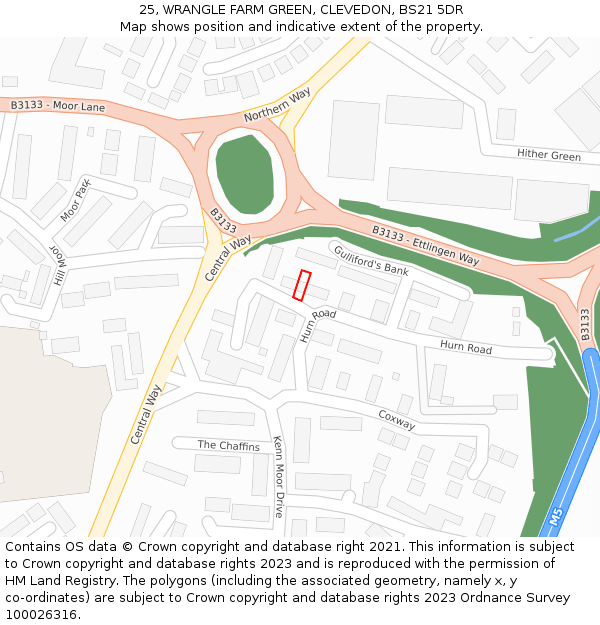 25, WRANGLE FARM GREEN, CLEVEDON, BS21 5DR: Location map and indicative extent of plot