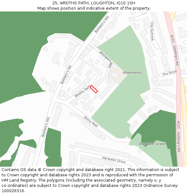 25, WROTHS PATH, LOUGHTON, IG10 1SH: Location map and indicative extent of plot