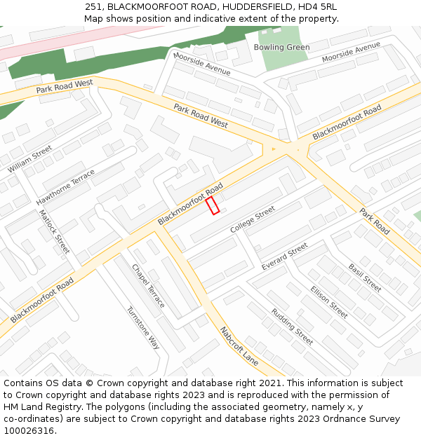 251, BLACKMOORFOOT ROAD, HUDDERSFIELD, HD4 5RL: Location map and indicative extent of plot