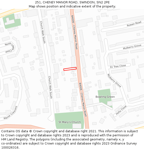 251, CHENEY MANOR ROAD, SWINDON, SN2 2PE: Location map and indicative extent of plot