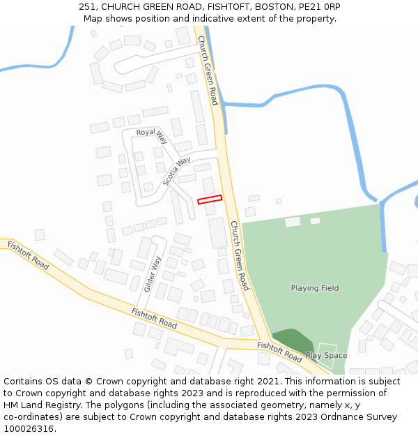 251, CHURCH GREEN ROAD, FISHTOFT, BOSTON, PE21 0RP: Location map and indicative extent of plot