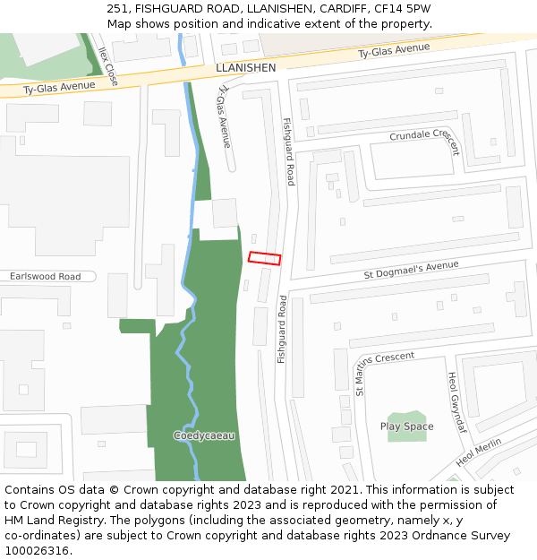251, FISHGUARD ROAD, LLANISHEN, CARDIFF, CF14 5PW: Location map and indicative extent of plot