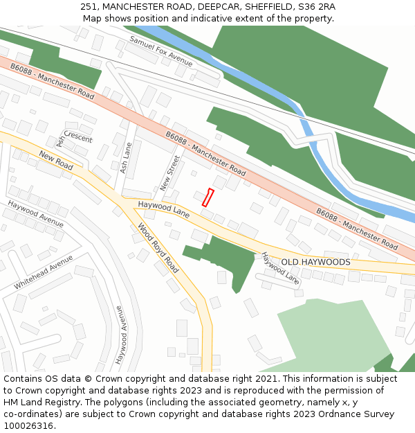 251, MANCHESTER ROAD, DEEPCAR, SHEFFIELD, S36 2RA: Location map and indicative extent of plot