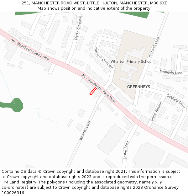 251, MANCHESTER ROAD WEST, LITTLE HULTON, MANCHESTER, M38 9XE: Location map and indicative extent of plot