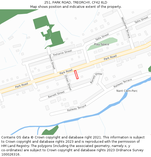 251, PARK ROAD, TREORCHY, CF42 6LD: Location map and indicative extent of plot