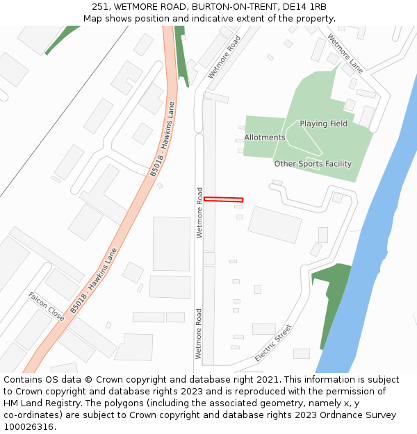 251, WETMORE ROAD, BURTON-ON-TRENT, DE14 1RB: Location map and indicative extent of plot