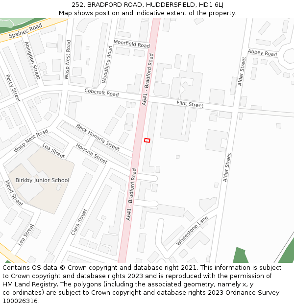 252, BRADFORD ROAD, HUDDERSFIELD, HD1 6LJ: Location map and indicative extent of plot