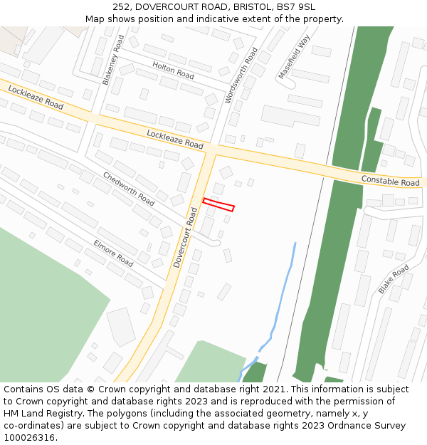 252, DOVERCOURT ROAD, BRISTOL, BS7 9SL: Location map and indicative extent of plot