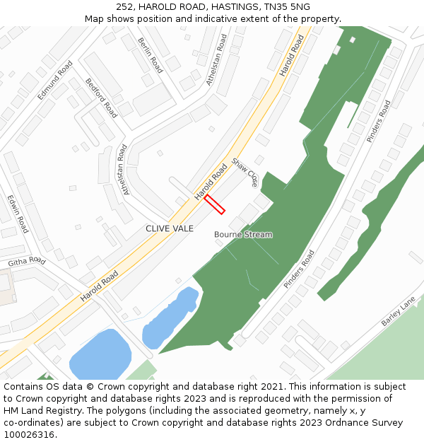 252, HAROLD ROAD, HASTINGS, TN35 5NG: Location map and indicative extent of plot