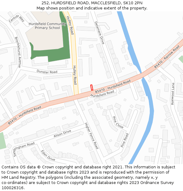252, HURDSFIELD ROAD, MACCLESFIELD, SK10 2PN: Location map and indicative extent of plot