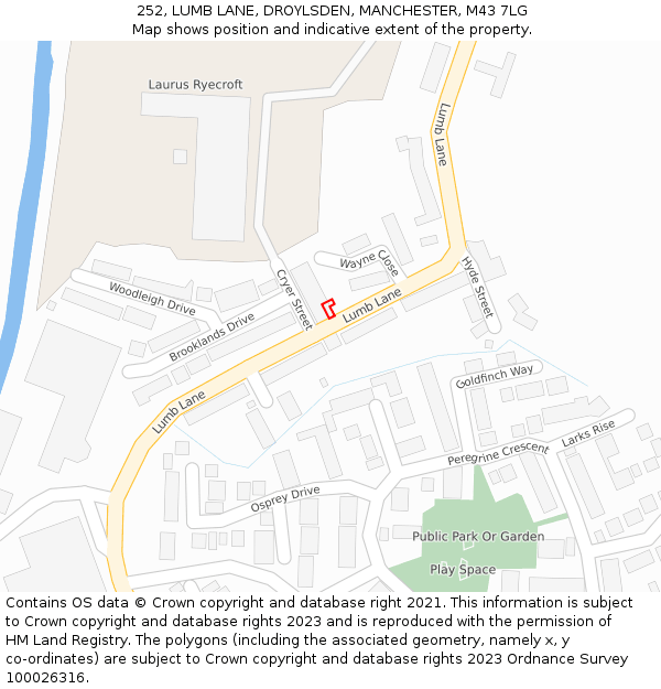 252, LUMB LANE, DROYLSDEN, MANCHESTER, M43 7LG: Location map and indicative extent of plot