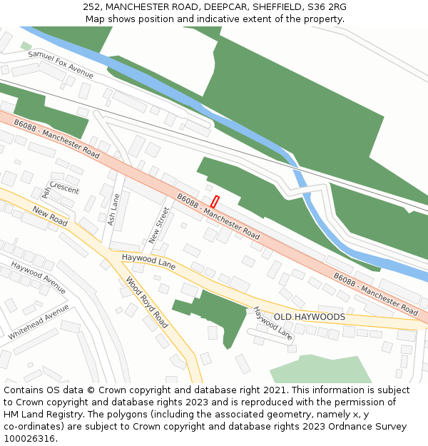 252, MANCHESTER ROAD, DEEPCAR, SHEFFIELD, S36 2RG: Location map and indicative extent of plot