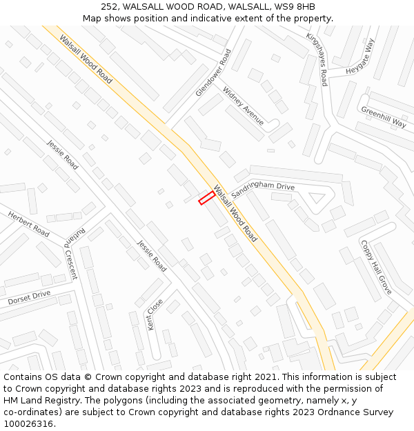252, WALSALL WOOD ROAD, WALSALL, WS9 8HB: Location map and indicative extent of plot
